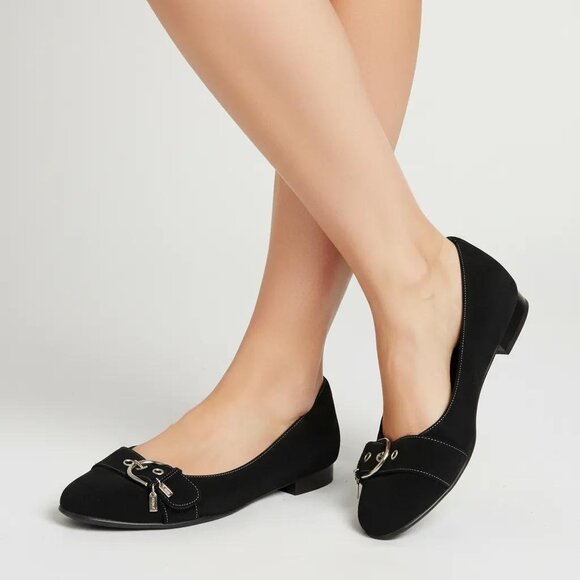 Coach Shoes - Coach Women's Black Breanna Suede Buckle Style Slip-On Flat Shoes Size  8½ B